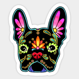 French Bulldog in Black - Day of the Dead Sugar Skull Dog Sticker